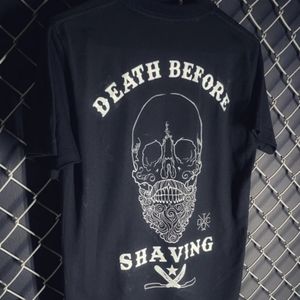 Medium/long cut, crop top shirt, black, unisex size M